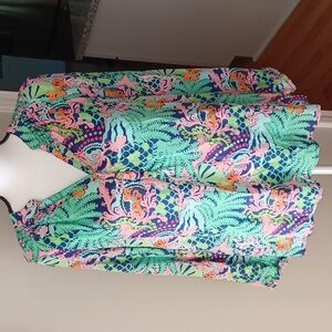 Lilly Pulitzer 100% Silk Long Sleeve Top Women's M
